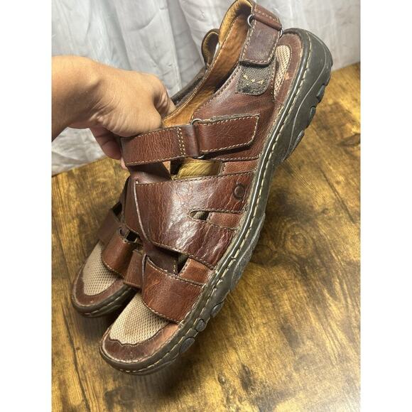 Born Fisherman Sandals Mens 13 Brown Leather Comfort Gorpcore Hiking Minimalist - Picture 4 of 12